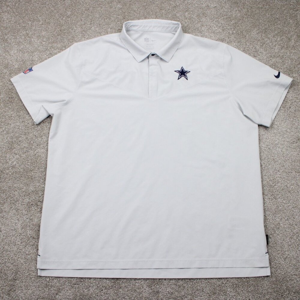 Nike Dallas Cowboys Polo Shirt Men 2XL XXL Gray Dri-Fit Snap Button S/S Pullover
